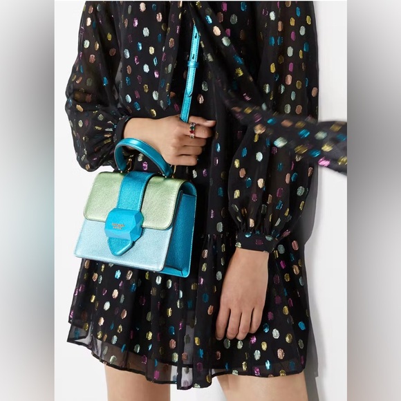Kate Spade Bijou Metallic Colorblock Crossbody Bag | Aqua + Green | Price Firm - Picture 3 of 8